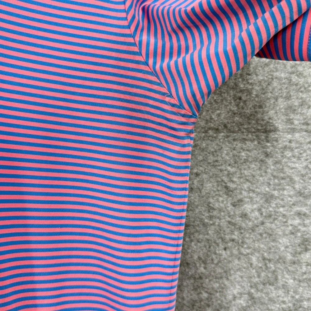 FootJoy‎ Mens Striped Polo Shirt Large Pink & Blue Golf FLAWS - Picture 8 of 13